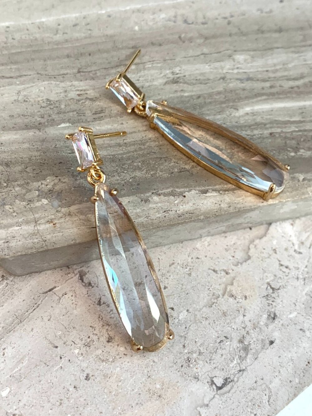 NEW~ Anthropologie Studio Bride Baguette Dewdrop Earrings - Picture 5 of 13